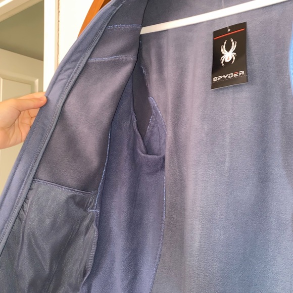 Spyder Womens Speedo Jacket Powder Blue Waffle Knit Fleece Zip Lghtweight - Picture 4 of 8